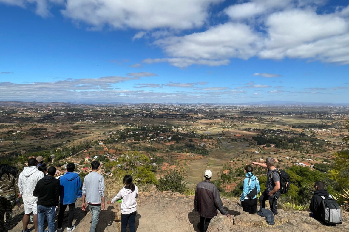 Tourists standing on an edge in Ambohimanga